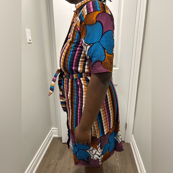 Colourful Ankara Button & Tie Dress - Picture 5 of 14